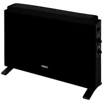 Black electric heater with control knobs