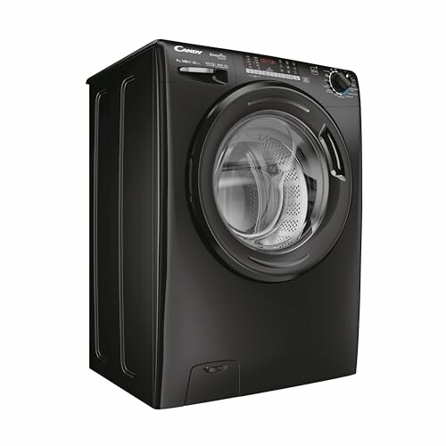 Black washing machine with digital controls