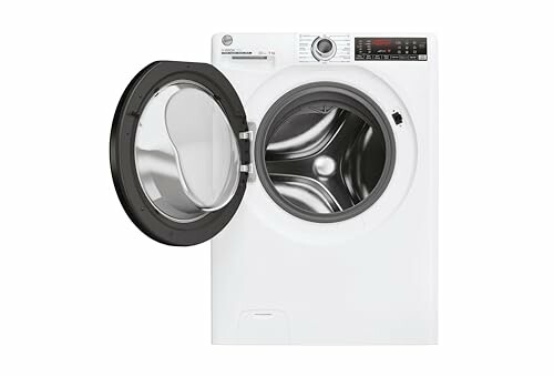 Front-load washing machine with open door