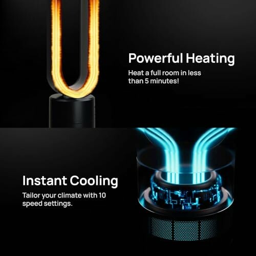 Heating and cooling device with powerful heating and instant cooling features.